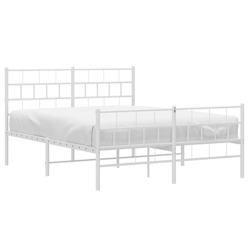 Cadre de lit métal sans matelas et pied de lit blanc 140x200 cm - XIOS