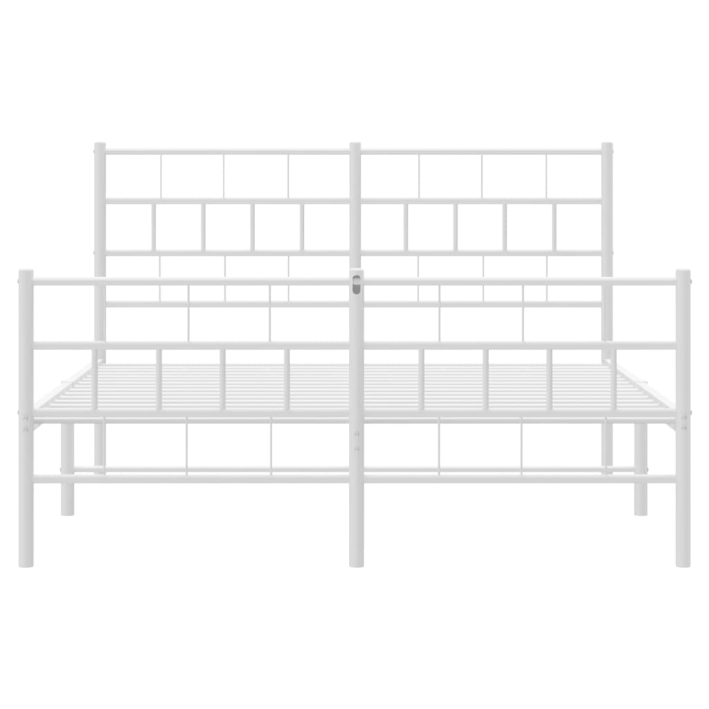 Cadre de lit métal sans matelas et pied de lit blanc 140x200 cm - XIOS