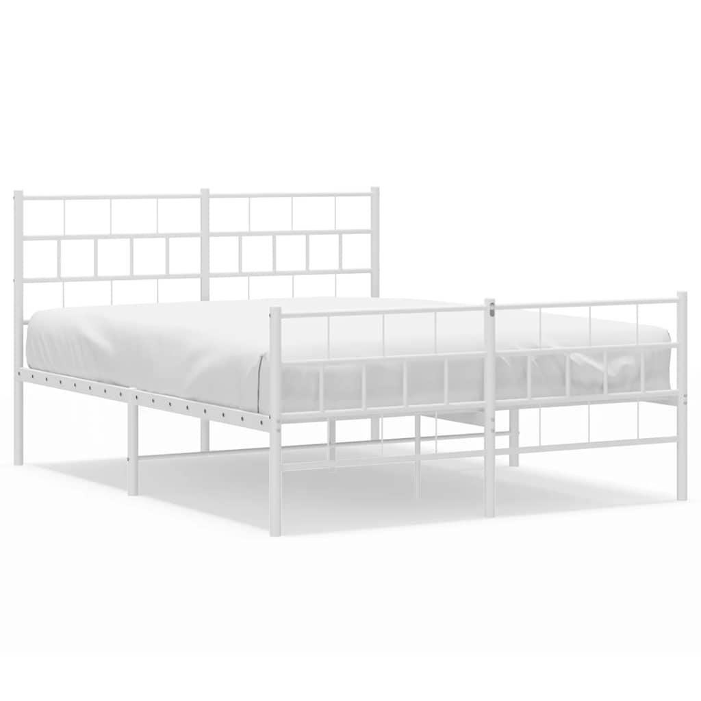 Cadre de lit métal sans matelas et pied de lit blanc 150x200 cm - XIOS