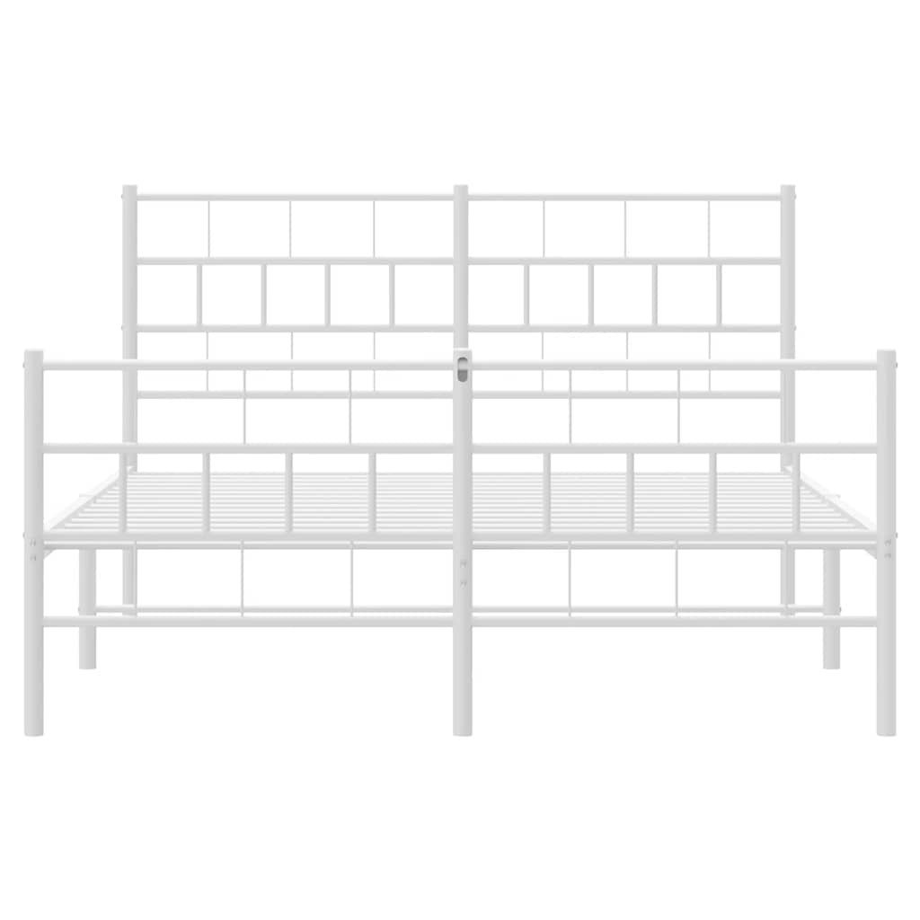 Cadre de lit métal sans matelas et pied de lit blanc 150x200 cm - XIOS