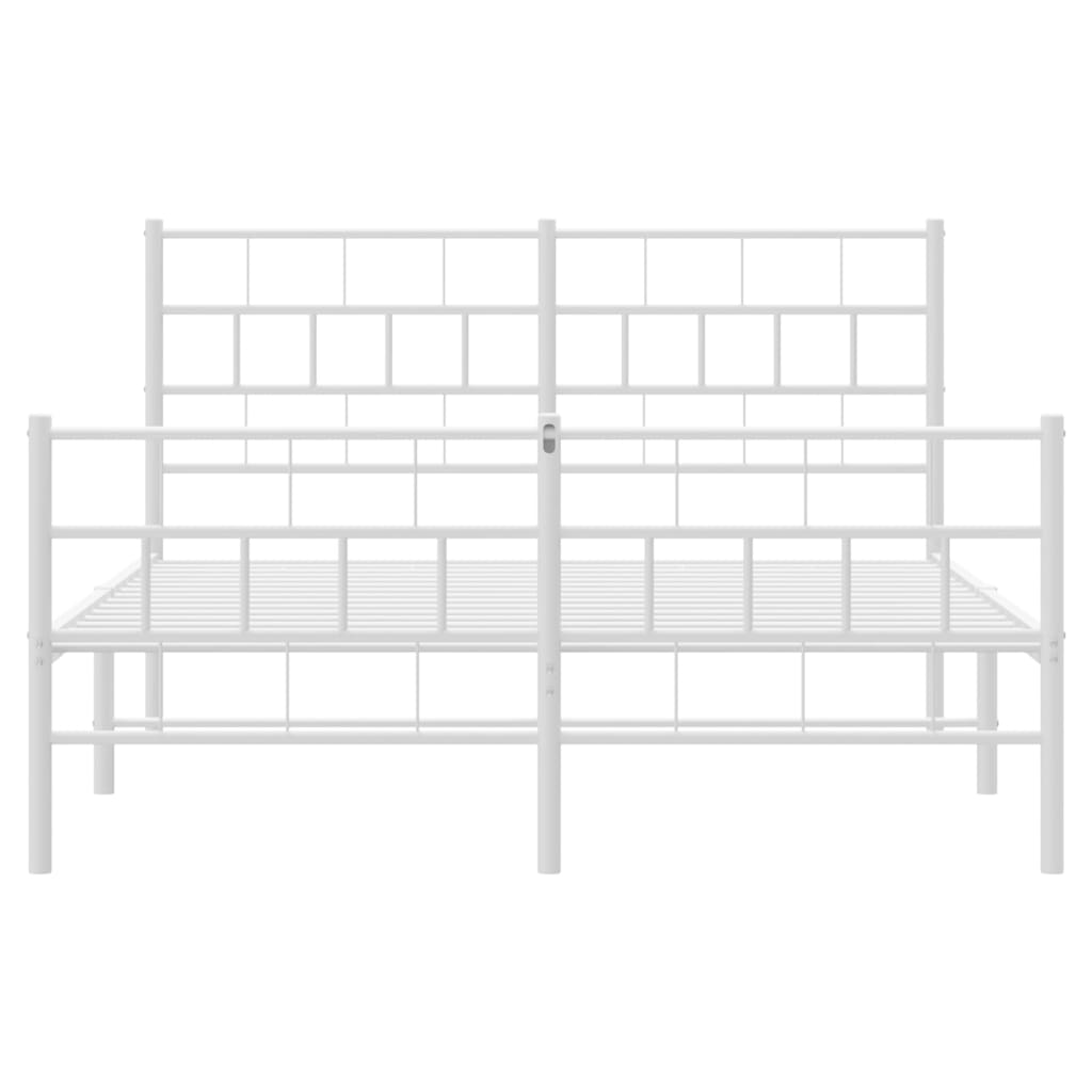 Cadre de lit métal sans matelas et pied de lit blanc 160x200 cm - XIOS