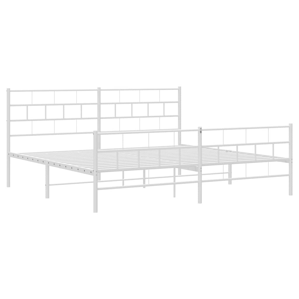 Cadre de lit métal sans matelas et pied de lit blanc 183x213 cm - XIOS