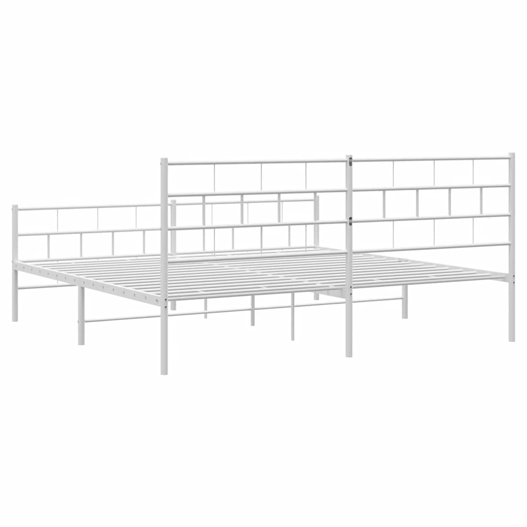 Cadre de lit métal sans matelas et pied de lit blanc 183x213 cm - XIOS