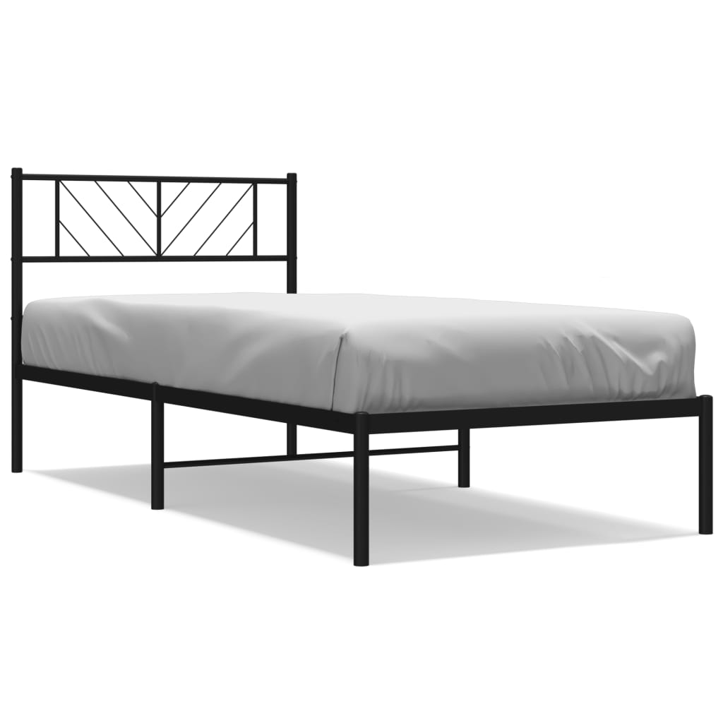 Cadre de lit métal sans matelas avec tête de lit noir 75x190 cm - XIOS