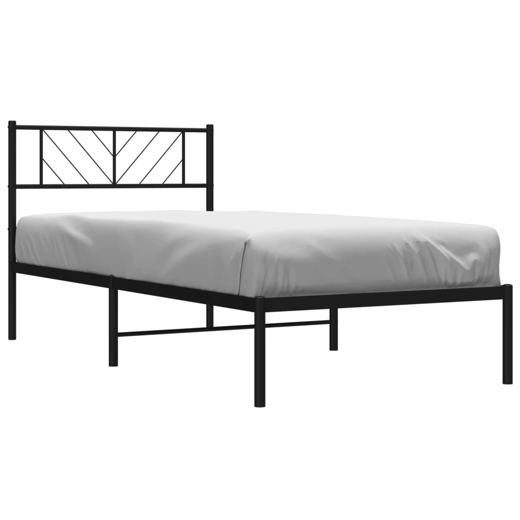 Cadre de lit métal sans matelas avec tête de lit noir 75x190 cm - XIOS