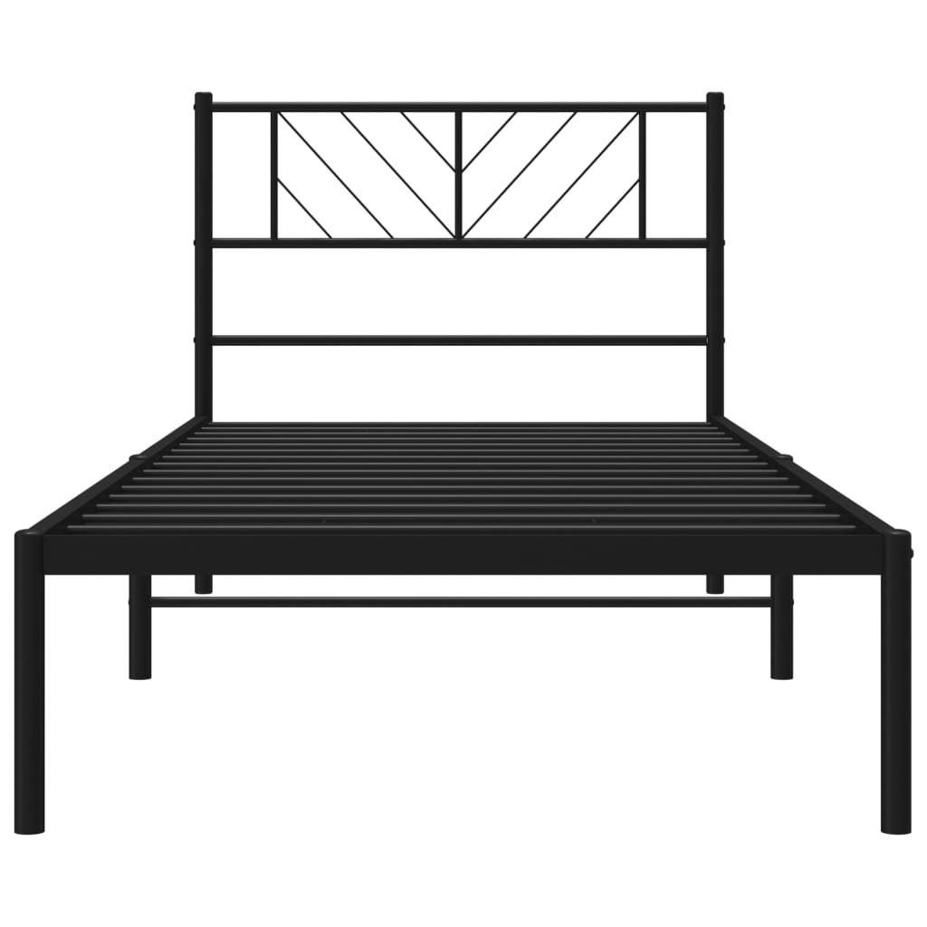 Cadre de lit métal sans matelas avec tête de lit noir 75x190 cm - XIOS
