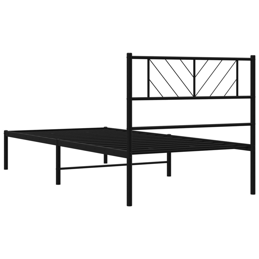 Cadre de lit métal sans matelas avec tête de lit noir 75x190 cm - XIOS