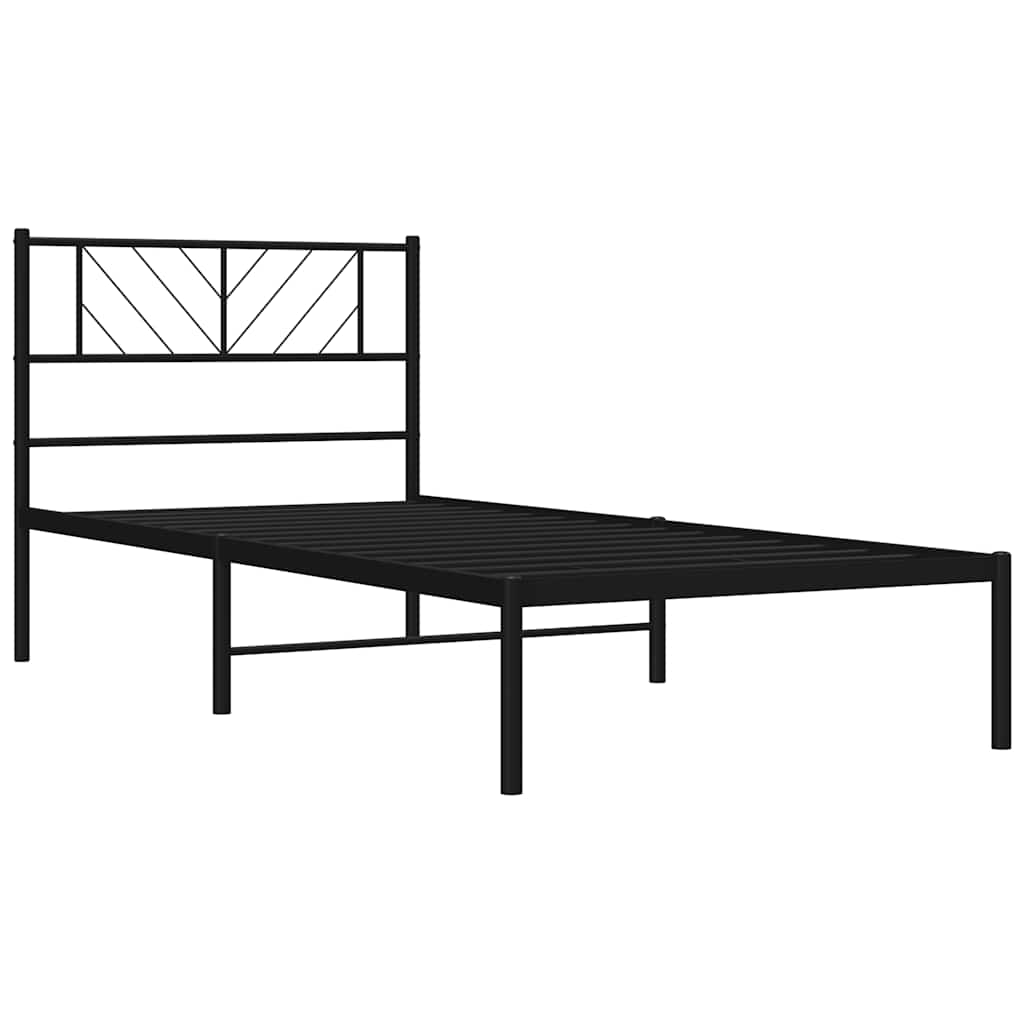 Cadre de lit métal sans matelas avec tête de lit noir 100x190cm - XIOS