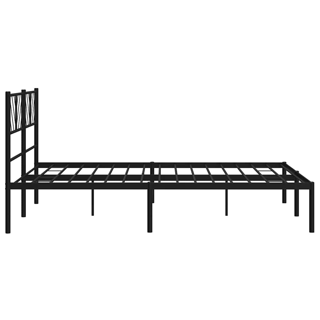 Cadre de lit métal sans matelas avec tête de lit noir 135x190cm - XIOS