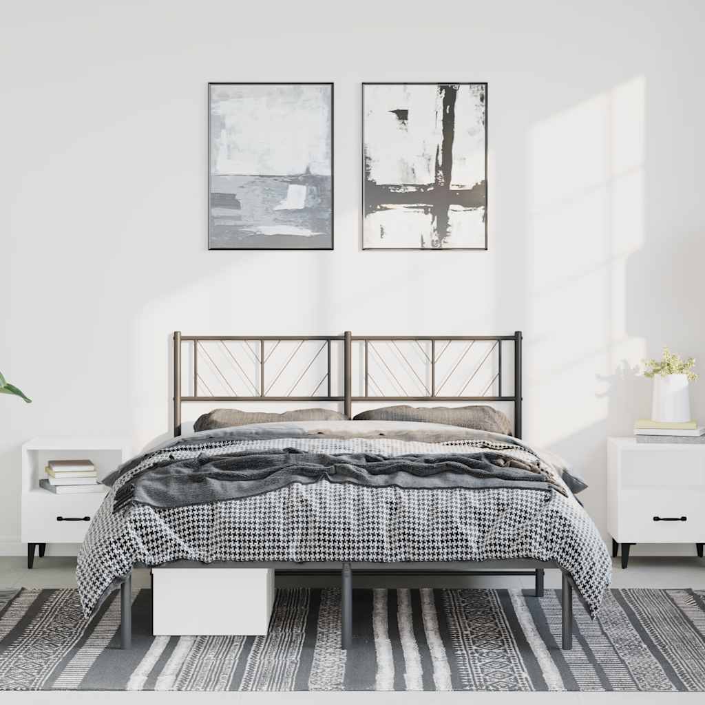 Cadre de lit métal sans matelas avec tête de lit noir 135x190cm - XIOS