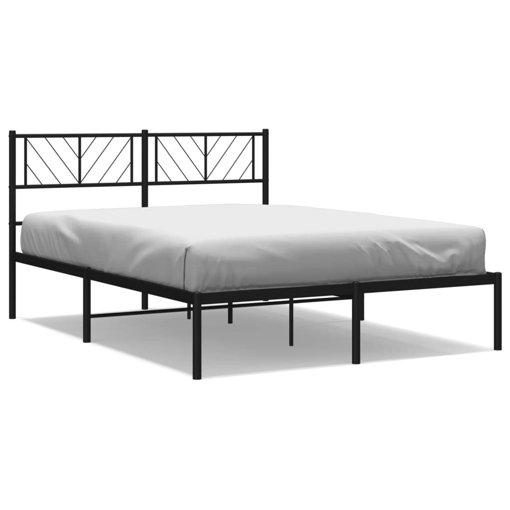 Cadre de lit métal sans matelas et tête de lit noir 160x200 cm - XIOS