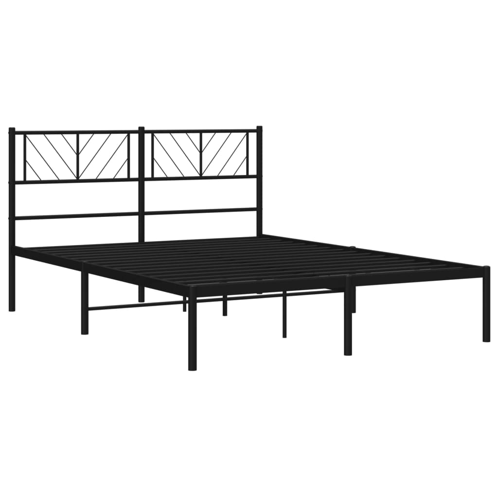 Cadre de lit métal sans matelas et tête de lit noir 160x200 cm - XIOS