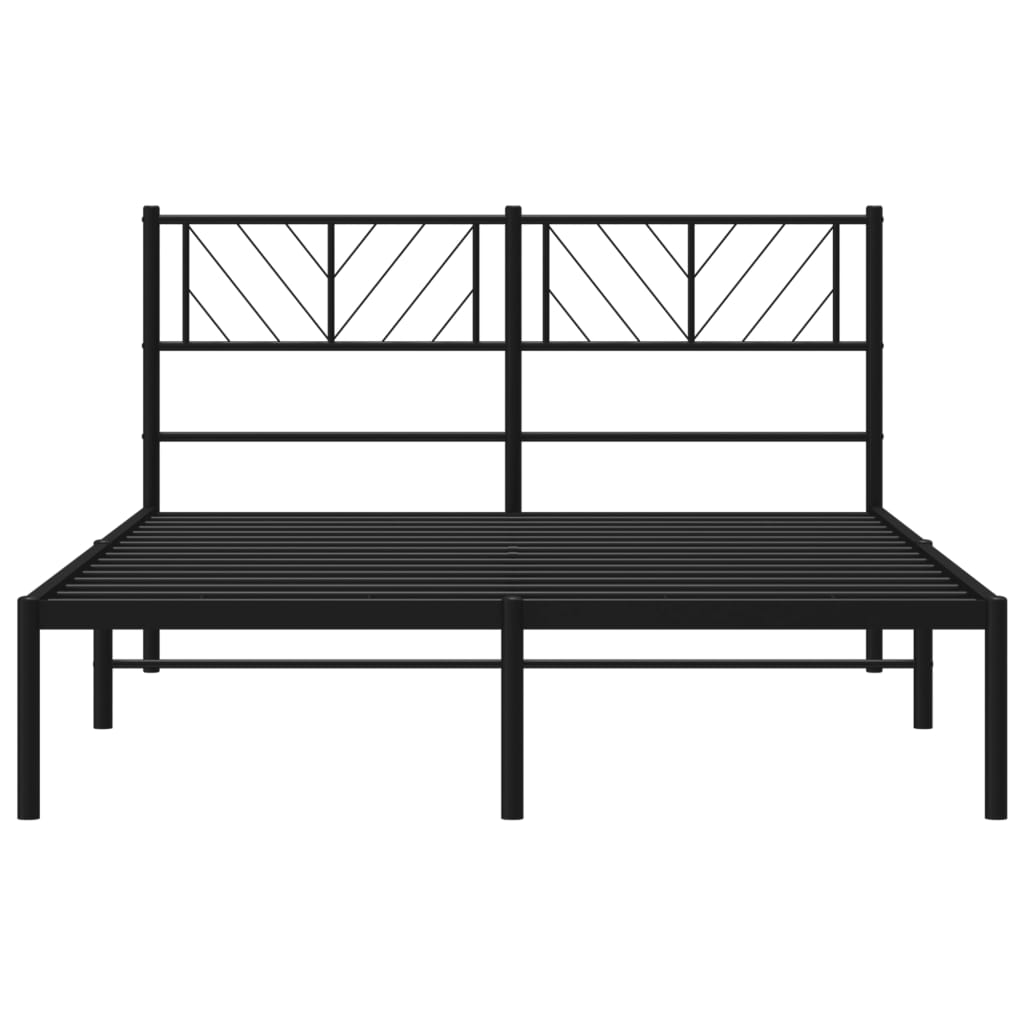 Cadre de lit métal sans matelas et tête de lit noir 160x200 cm - XIOS