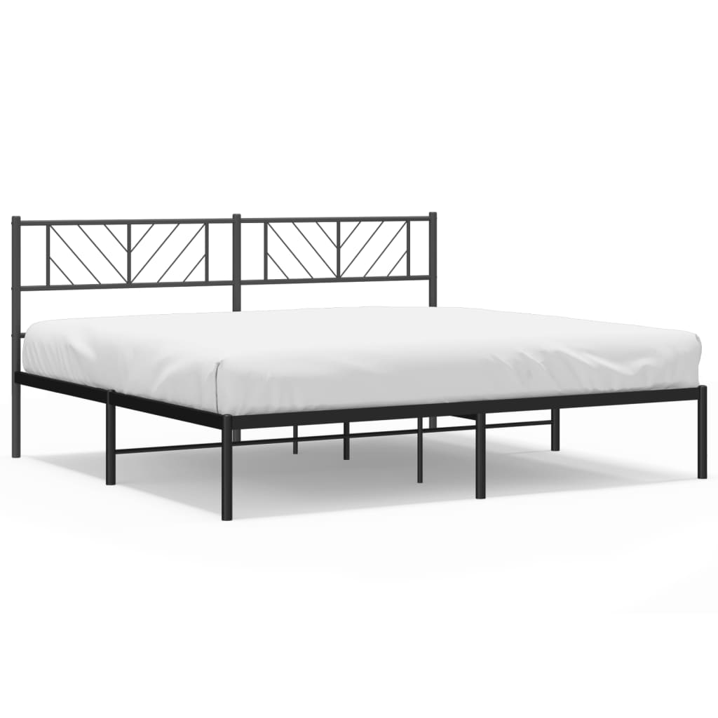 Cadre de lit métal sans matelas et tête de lit noir 180x200 cm - XIOS