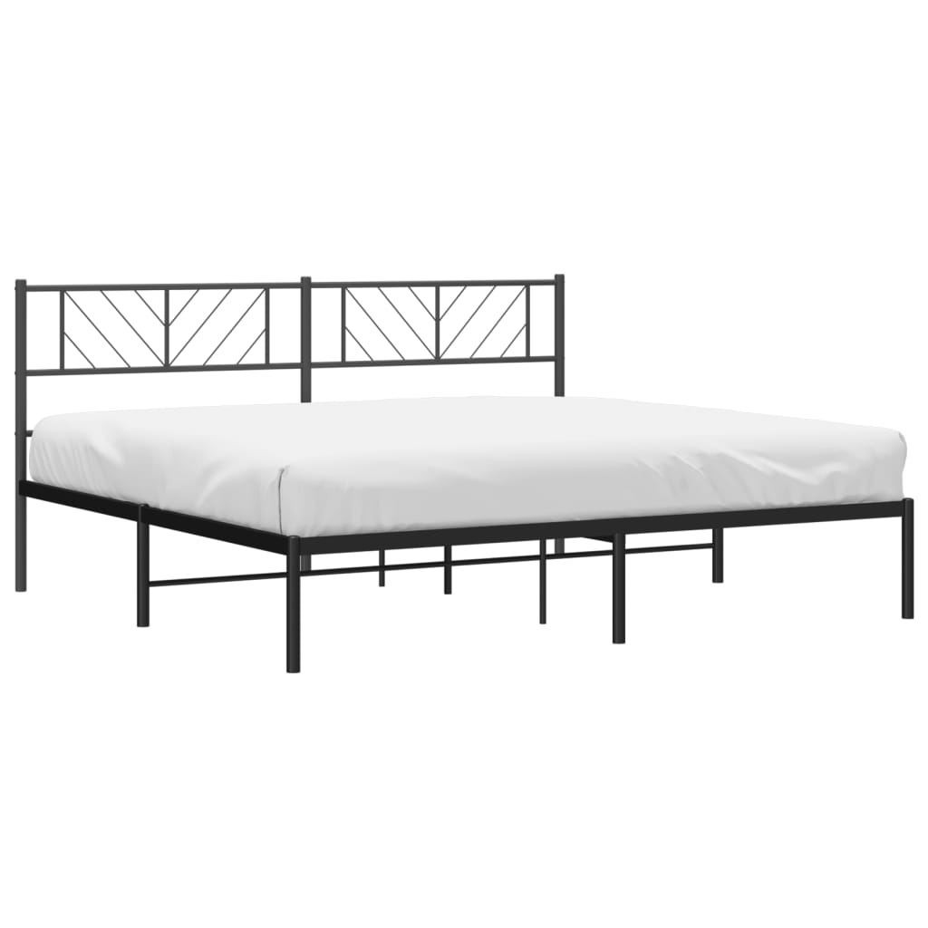 Cadre de lit métal sans matelas et tête de lit noir 180x200 cm - XIOS
