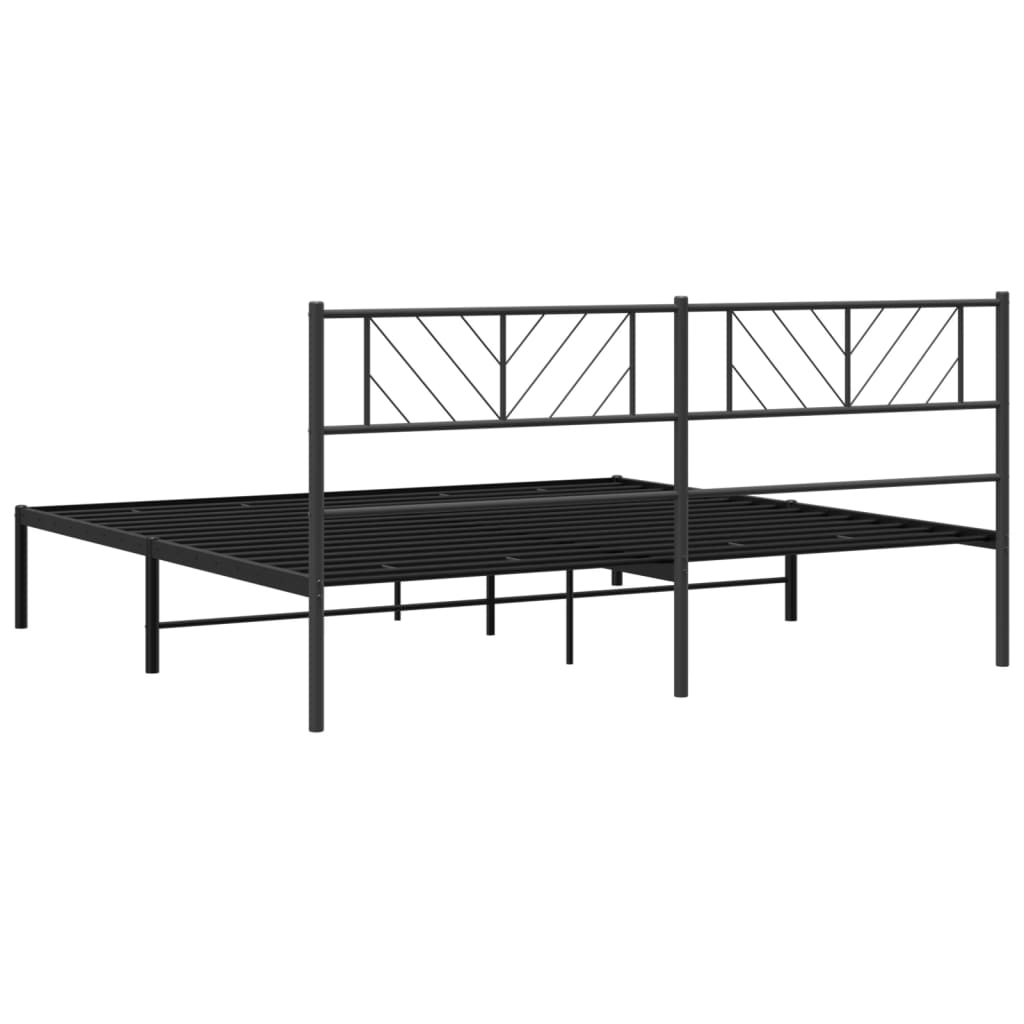 Cadre de lit métal sans matelas et tête de lit noir 180x200 cm - XIOS