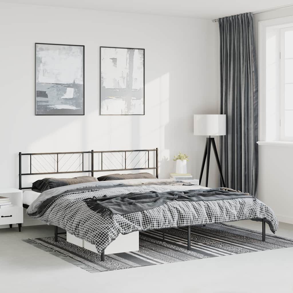 Cadre de lit métal sans matelas avec tête de lit noir 183x213cm - XIOS