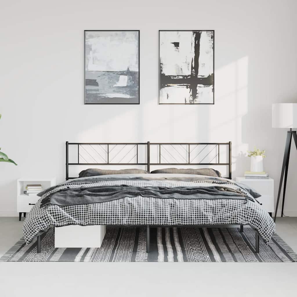 Cadre de lit métal sans matelas avec tête de lit noir 183x213cm - XIOS