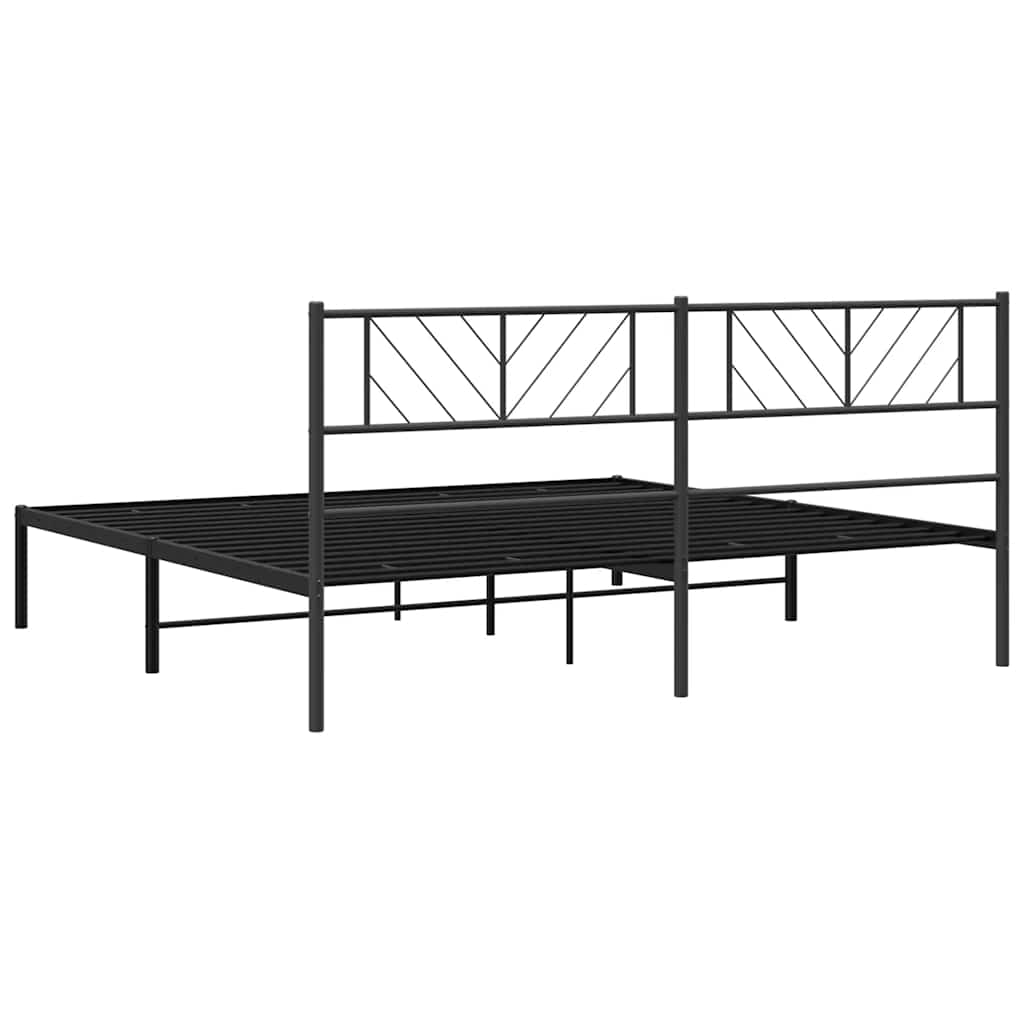 Cadre de lit métal sans matelas avec tête de lit noir 193x203cm - XIOS