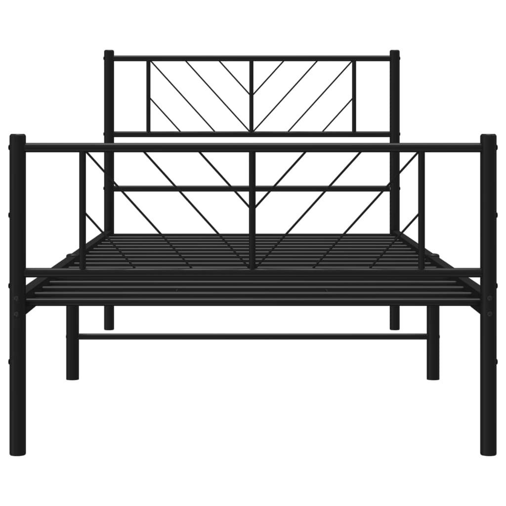 Cadre de lit métal sans matelas et pied de lit noir 100x200 cm - XIOS