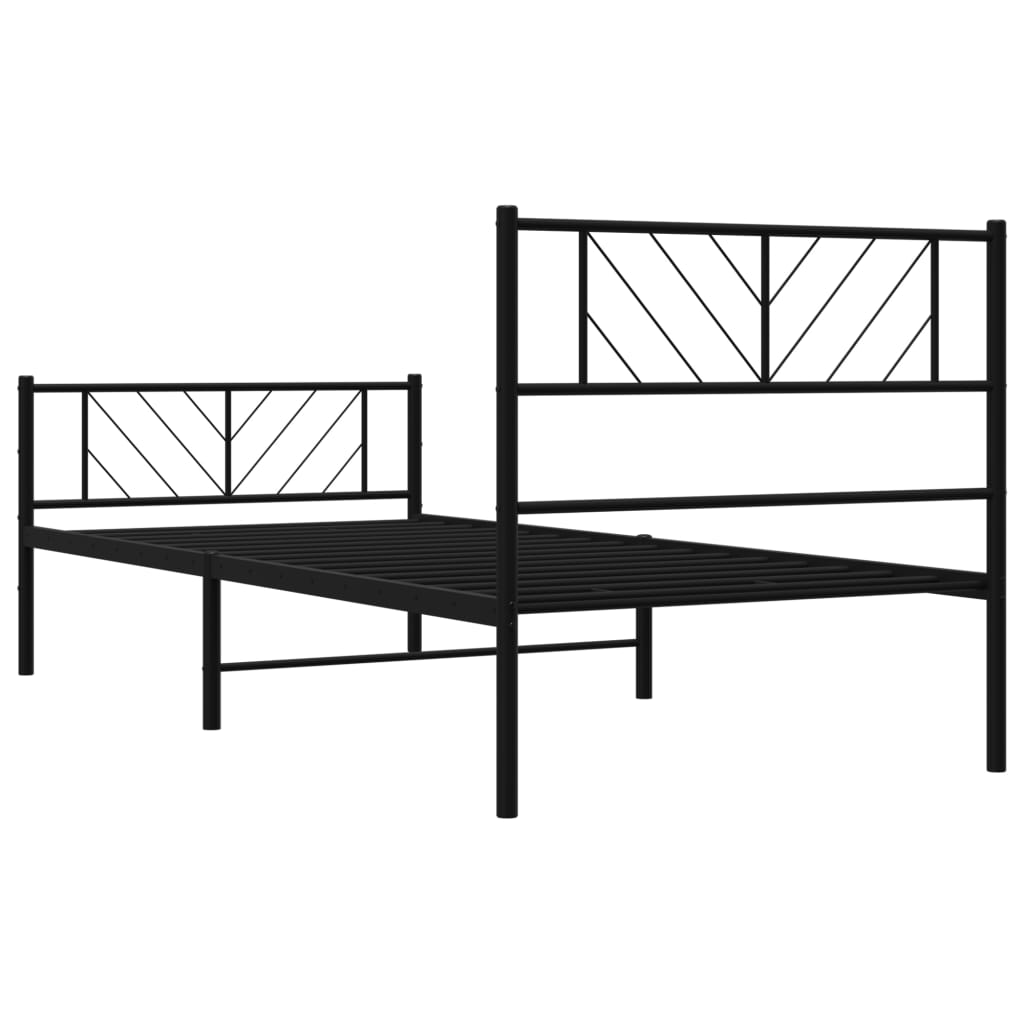 Cadre de lit métal sans matelas avec pied de lit noir 107x203cm - XIOS
