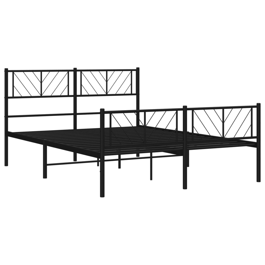 Cadre de lit métal sans matelas avec pied de lit noir 120x200cm - XIOS