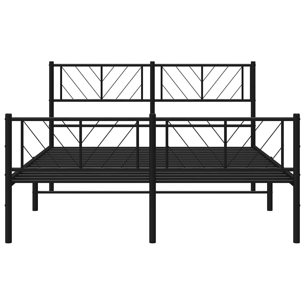 Cadre de lit métal sans matelas avec pied de lit noir 135x190cm - XIOS