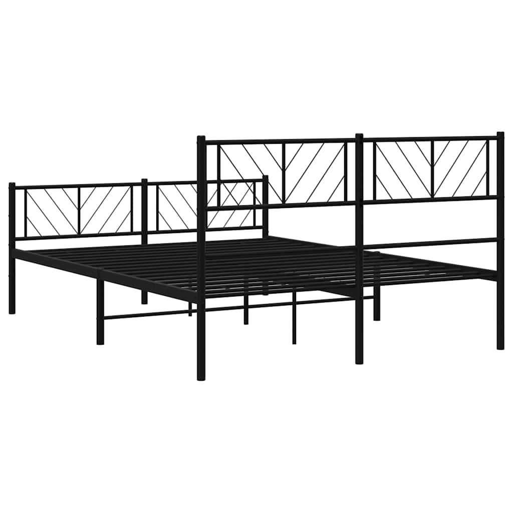 Cadre de lit métal sans matelas avec pied de lit noir 135x190cm - XIOS