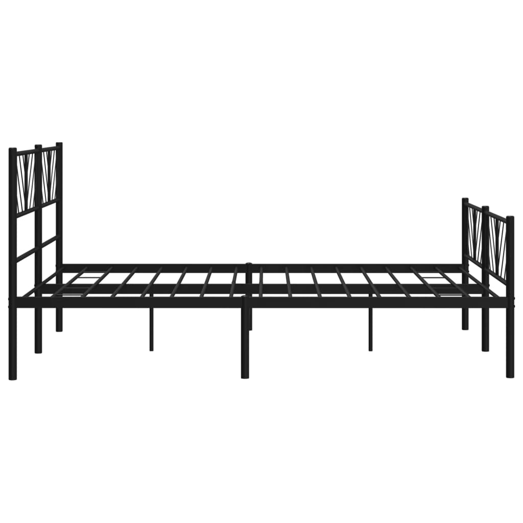Cadre de lit métal sans matelas avec pied de lit noir 140x190cm - XIOS