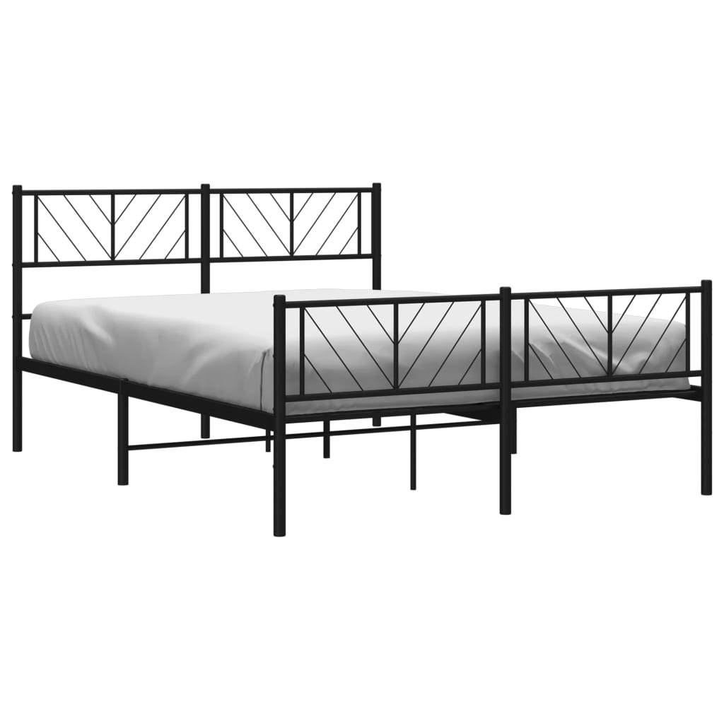 Cadre de lit métal sans matelas avec pied de lit noir 140x200cm - XIOS