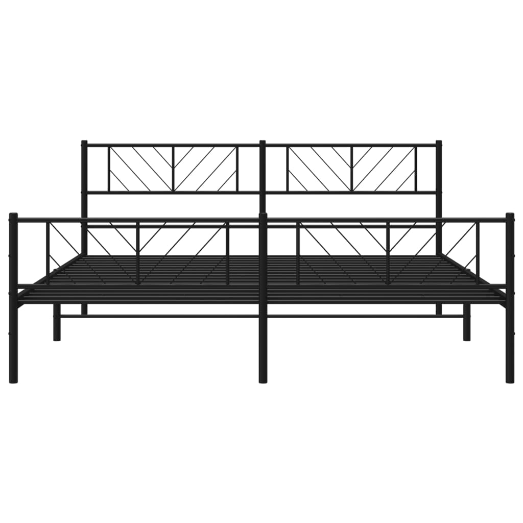 Cadre de lit métal sans matelas avec pied de lit noir 180x200cm - XIOS