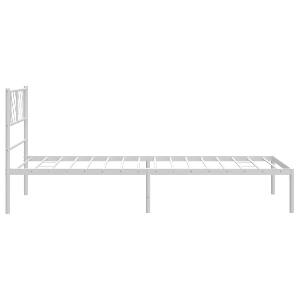 Cadre de lit métal sans matelas avec tête de lit blanc 90x190cm - XIOS