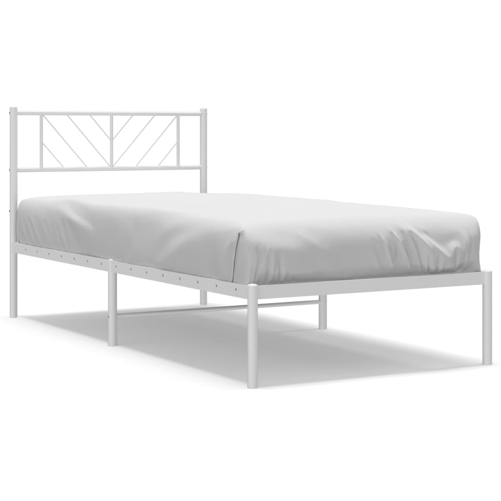 Cadre de lit métal sans matelas avec tête de lit blanc 90x200cm - XIOS