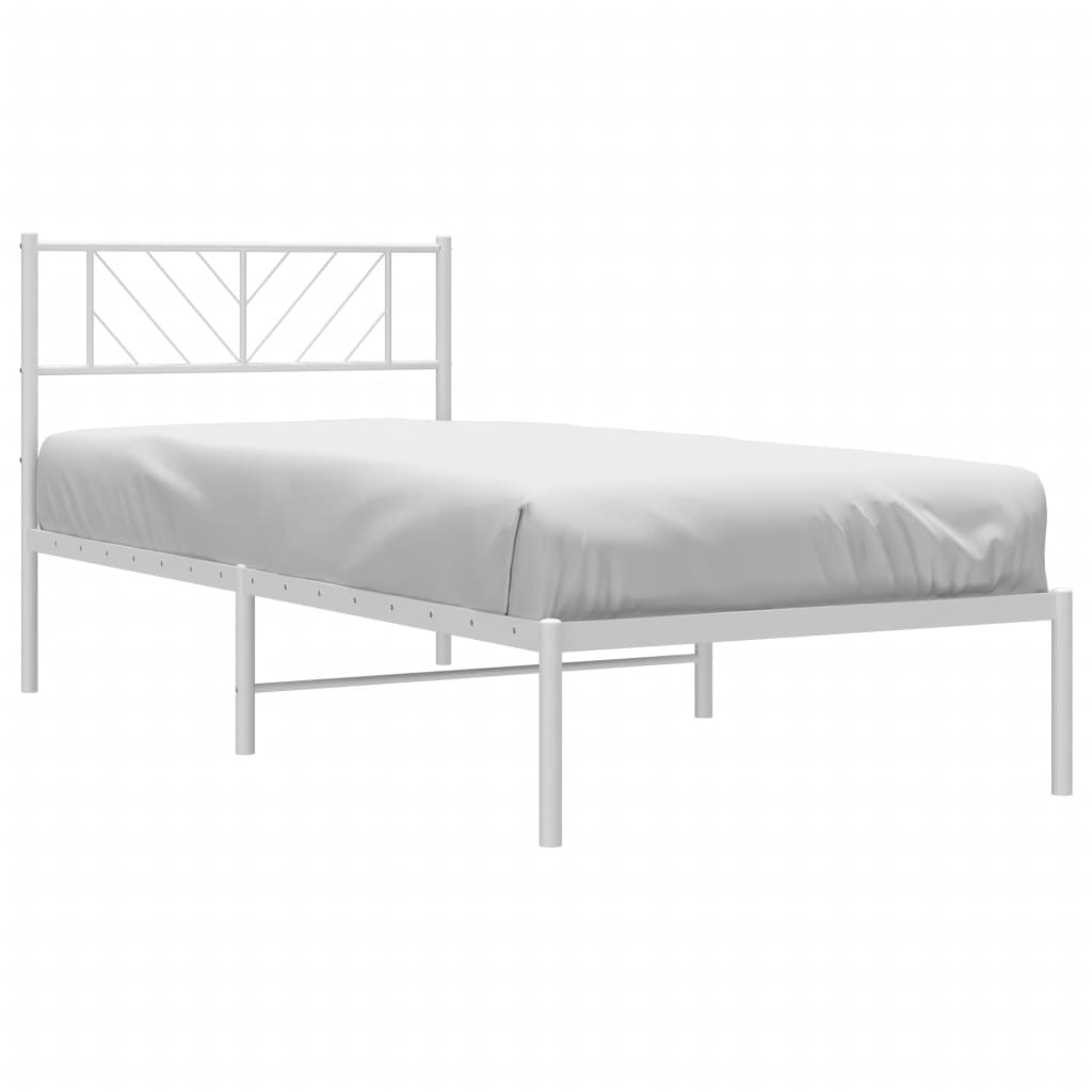 Cadre de lit métal sans matelas avec tête de lit blanc 90x200cm - XIOS