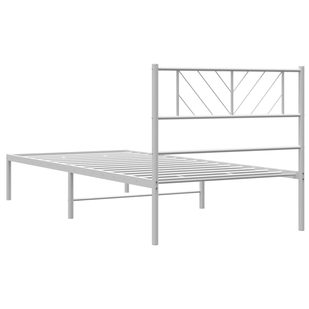 Cadre de lit métal sans matelas avec tête de lit blanc 90x200cm - XIOS