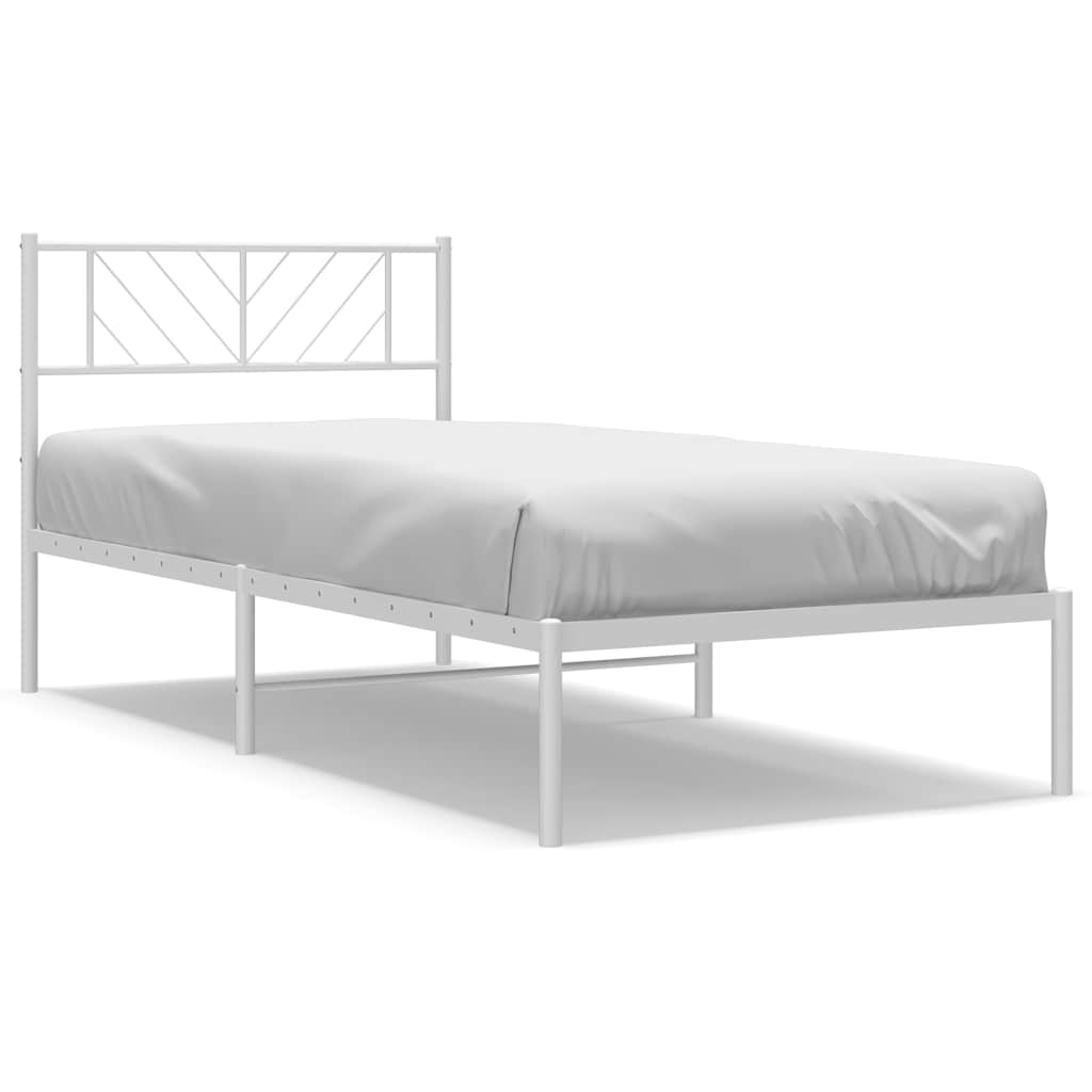 Cadre de lit métal sans matelas et tête de lit blanc 100x190 cm - XIOS