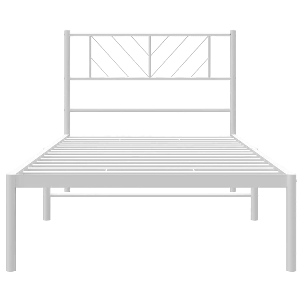 Cadre de lit métal sans matelas et tête de lit blanc 100x190 cm - XIOS