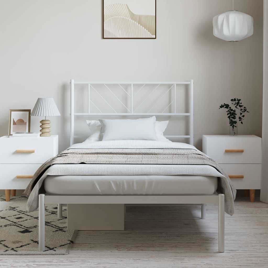 Cadre de lit métal sans matelas et tête de lit blanc 100x190 cm - XIOS