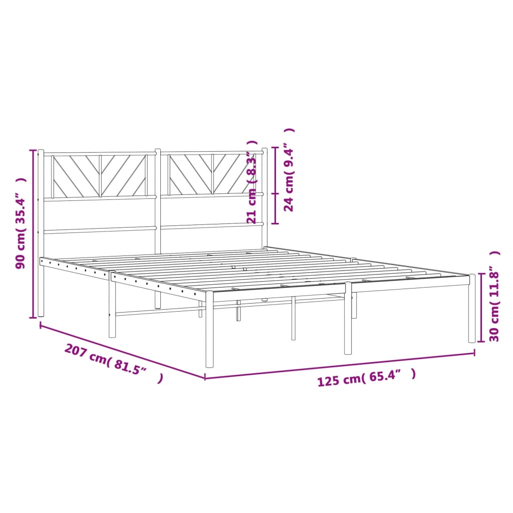 Cadre de lit métal sans matelas et tête de lit blanc 120x200 cm - XIOS