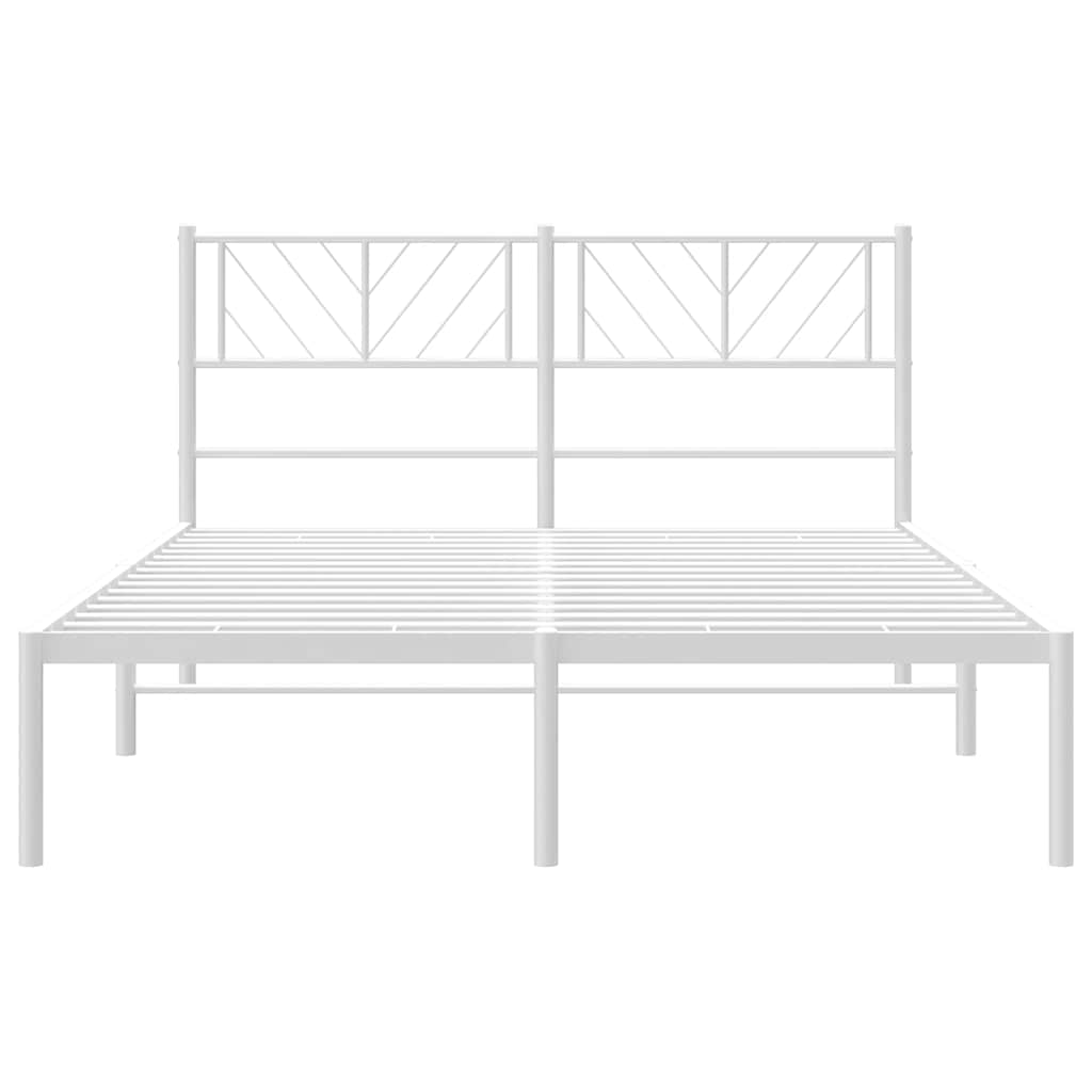 Cadre de lit métal sans matelas et tête de lit blanc 135x190 cm - XIOS