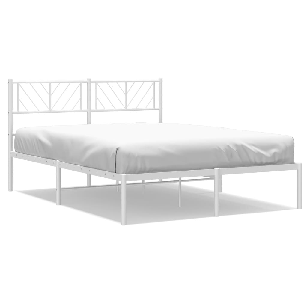 Cadre de lit métal sans matelas et tête de lit blanc 140x200 cm - XIOS