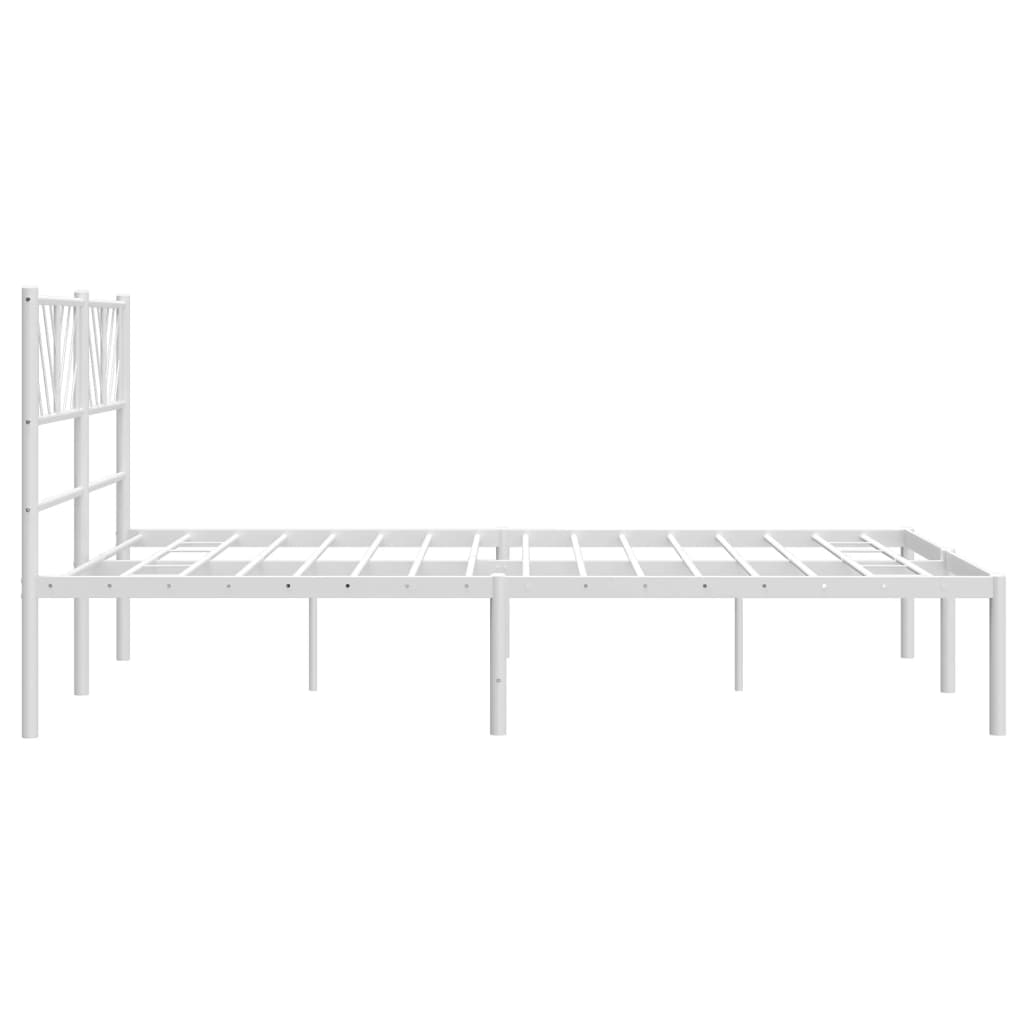 Cadre de lit métal sans matelas et tête de lit blanc 140x200 cm - XIOS