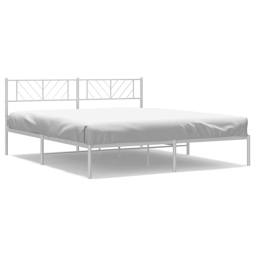 Cadre de lit métal sans matelas et tête de lit blanc 183x213 cm - XIOS