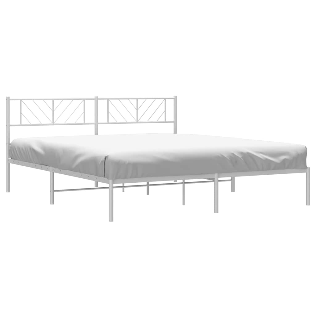 Cadre de lit métal sans matelas et tête de lit blanc 183x213 cm - XIOS