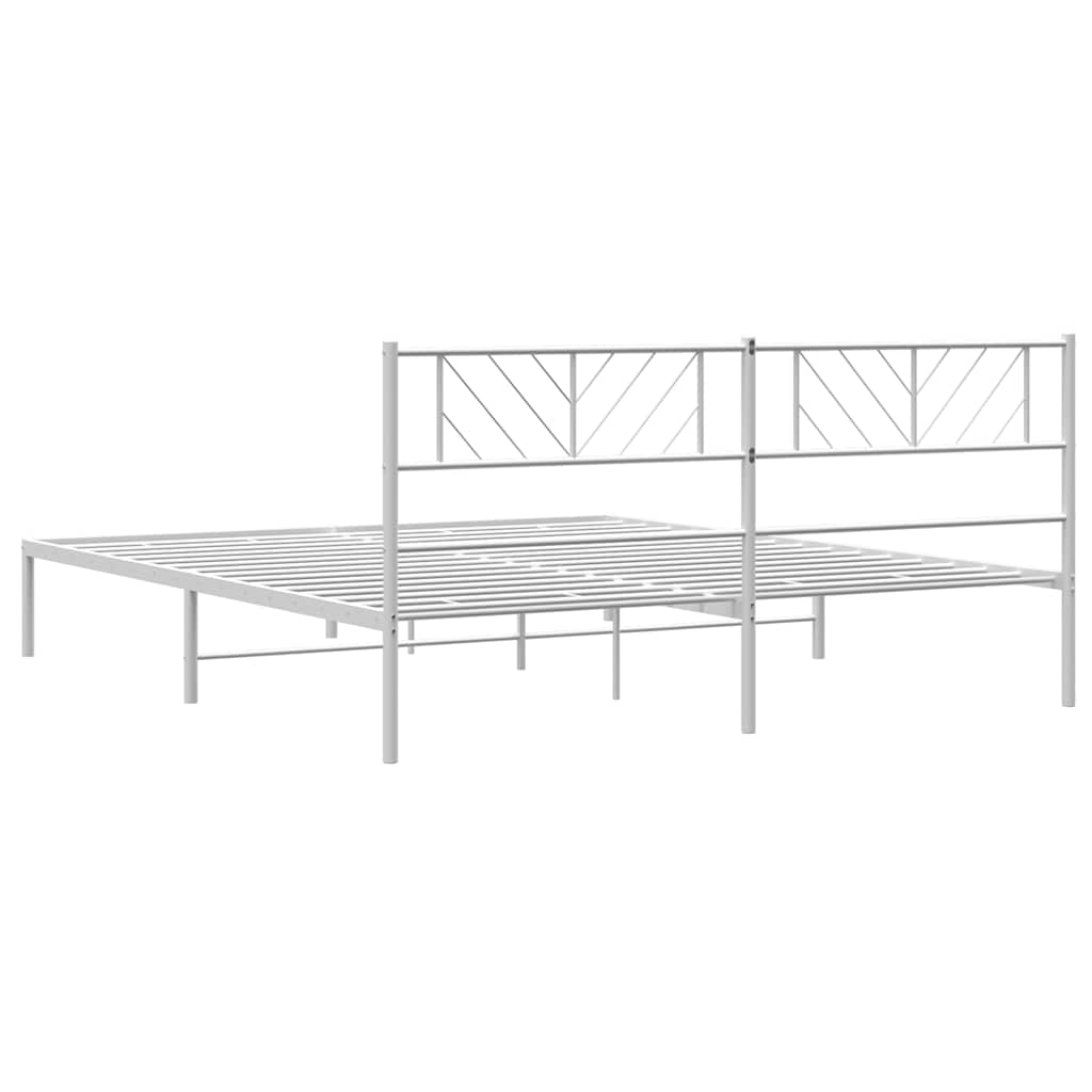 Cadre de lit métal sans matelas et tête de lit blanc 183x213 cm - XIOS