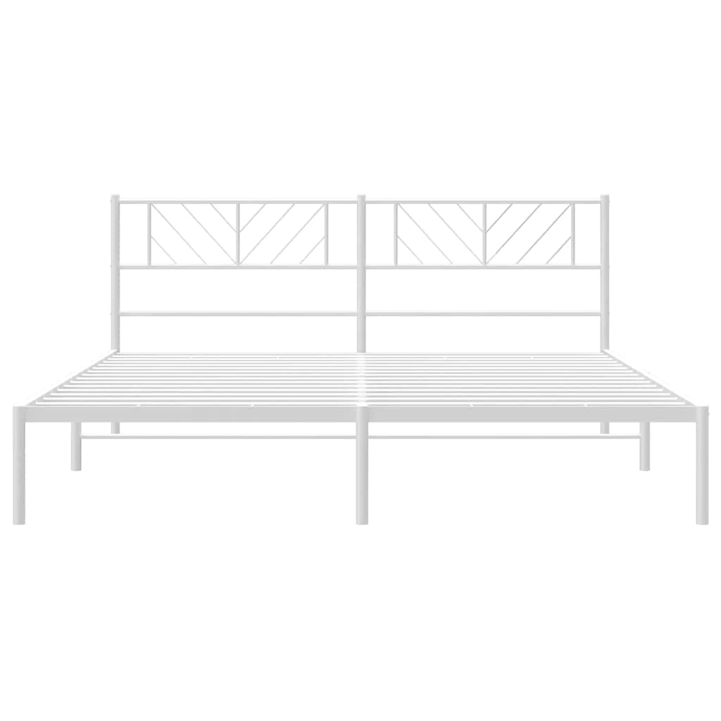 Cadre de lit métal sans matelas et tête de lit blanc 193x203 cm - XIOS