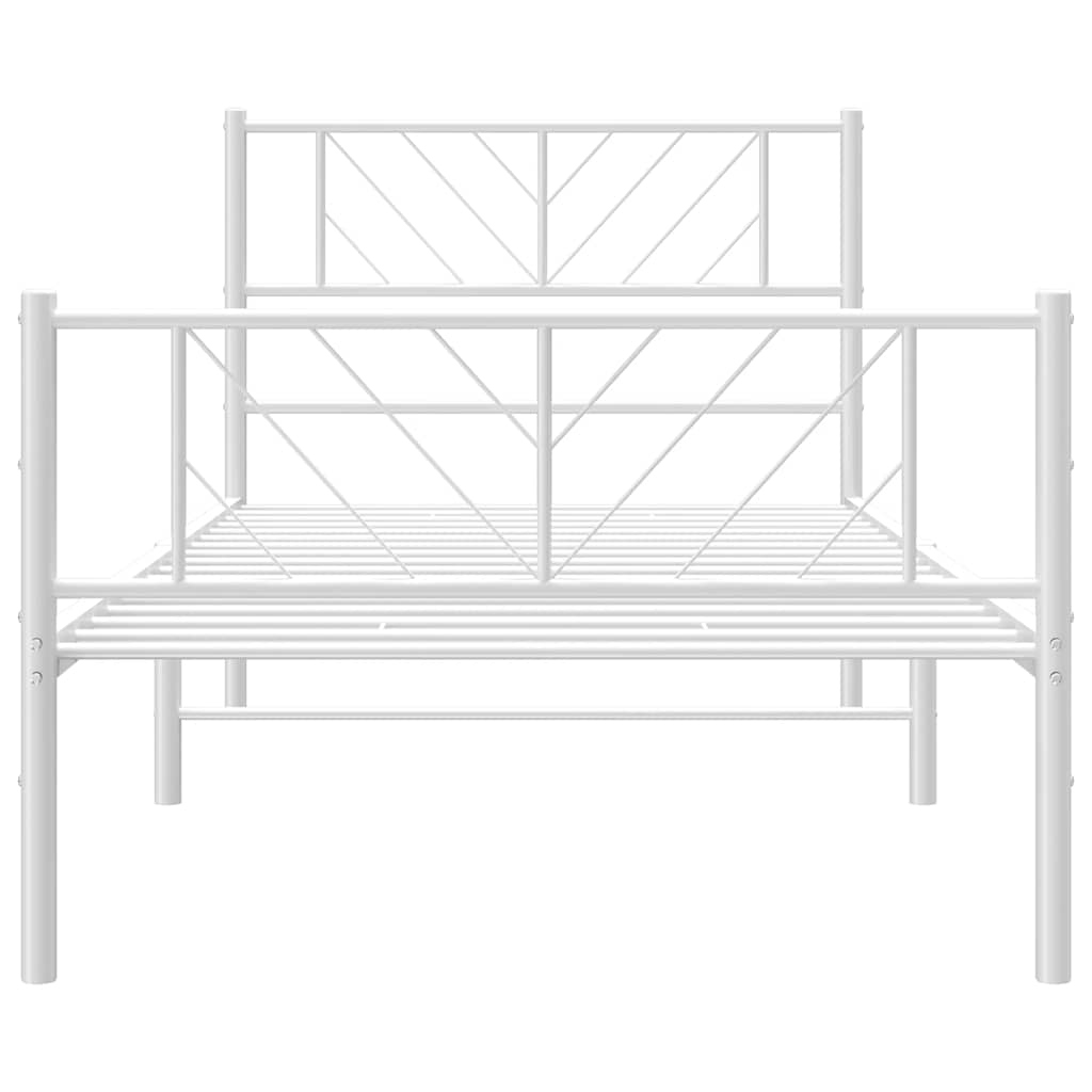 Cadre de lit métal sans matelas et pied de lit blanc 100x190 cm - XIOS