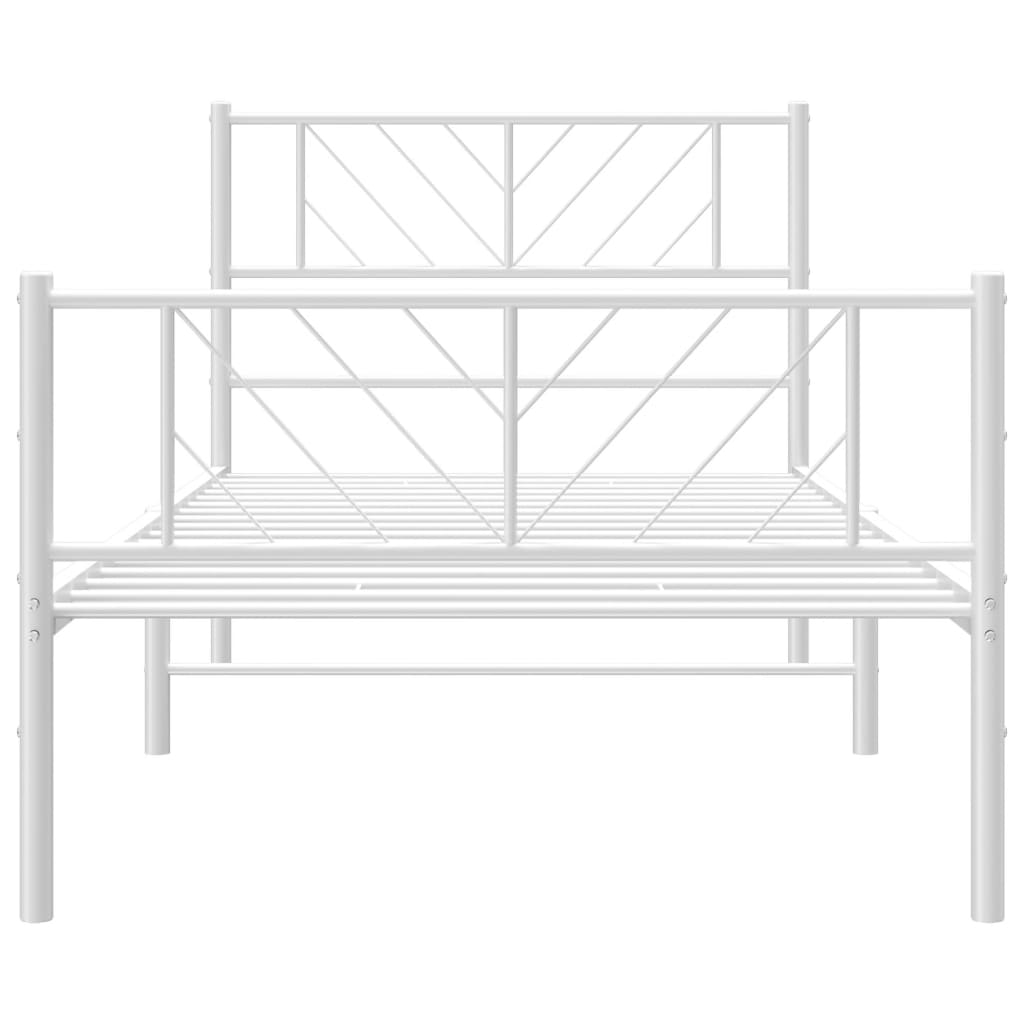 Cadre de lit métal sans matelas et pied de lit blanc 107x203 cm - XIOS