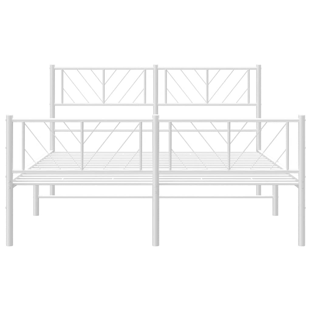 Cadre de lit métal sans matelas et pied de lit blanc 135x190 cm - XIOS