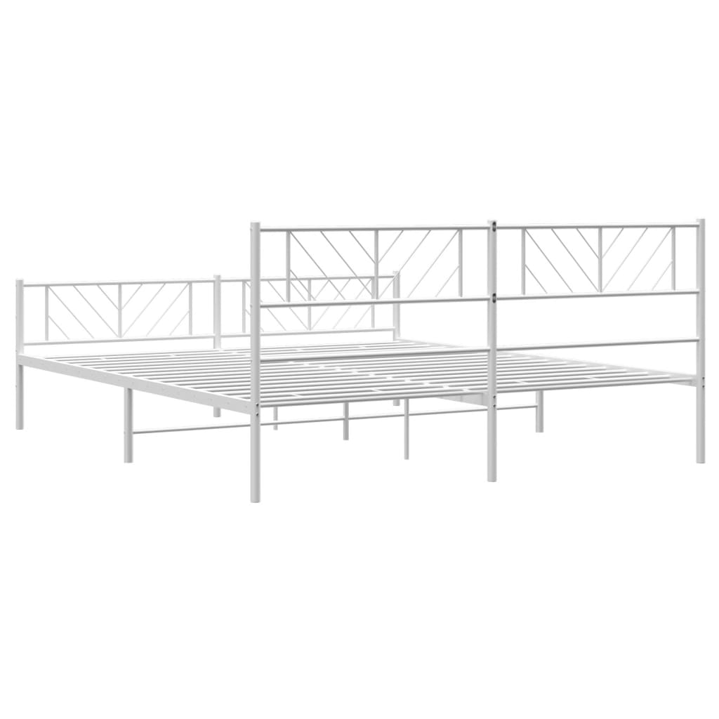 Cadre de lit métal sans matelas et pied de lit blanc 183x213 cm - XIOS